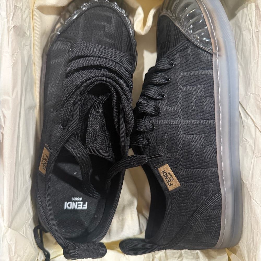 Fendi Black Sneakers with Quilted Design and Chunky Midsole